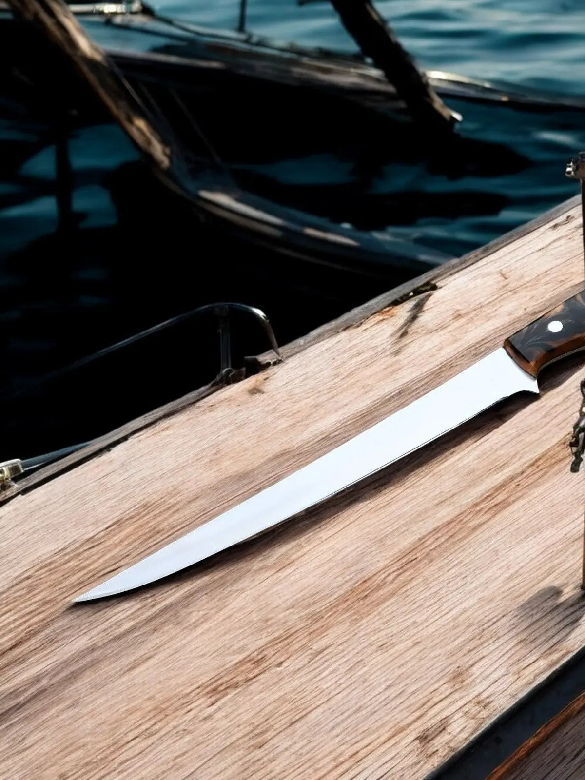 Premium Handmade Fillet Knife – 9" 440C Stainless Steel by Damascus Knife Store, Damascus knife detail photo 2