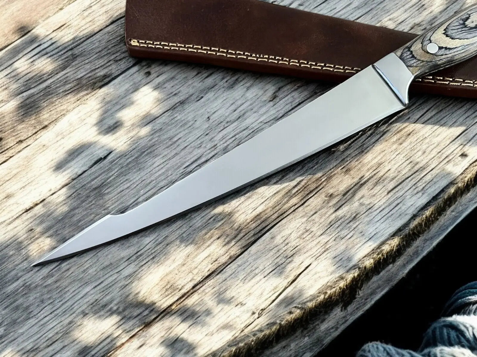 Premium Handmade Fillet Knife with Exotic Pakka Wood Handle by Damascus Knife Store, Damascus knife detail photo 2