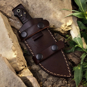 Premium Handmade Hunting Knife with Sheep Horn Handle by Damascus Knife Store, Damascus knife detail photo 6