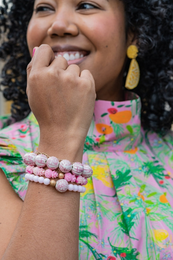 The Darcy Bracelet in Pink by TheTinyTassel, handmade jewelry detail photo 2