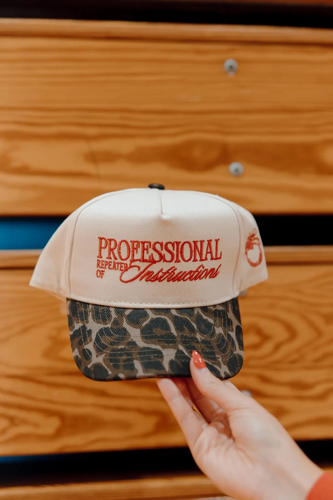 Professional Repeater of Instructions - Leopard Vintage Hat KenzKustomz