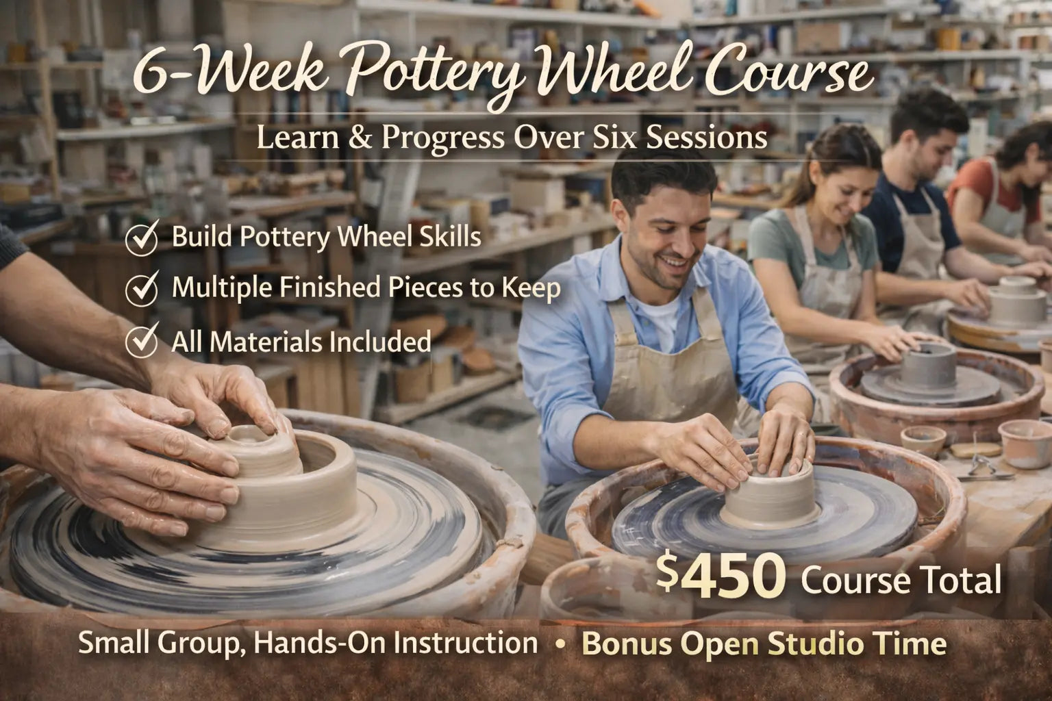 Progressive 6-Week Pottery Wheel Class (Beginner to Intermediate) | March 19 - Apr 25 The Wheel in the Window Pottery Studio