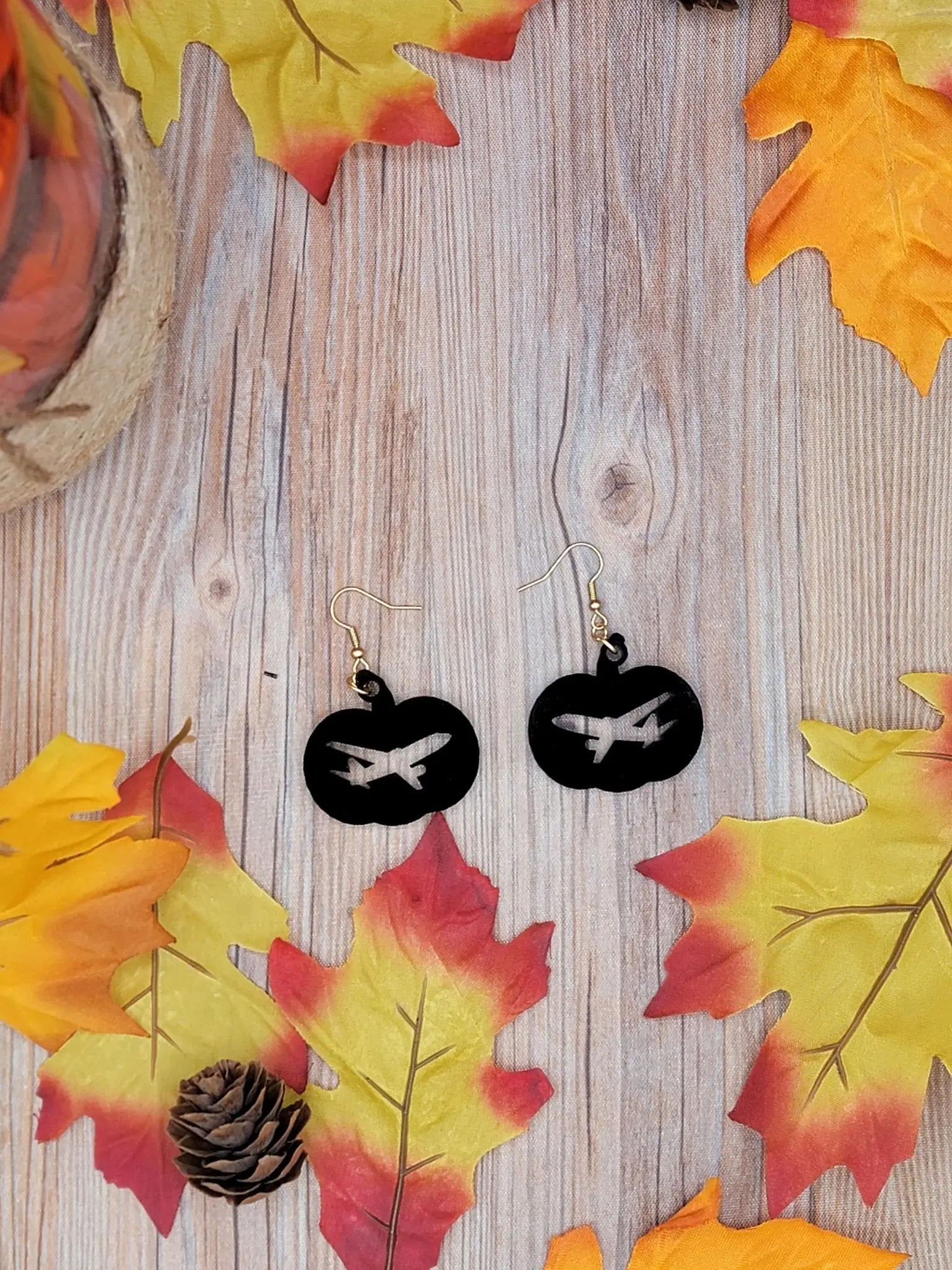 Pumpkin Plane Earrings EverLee Creations