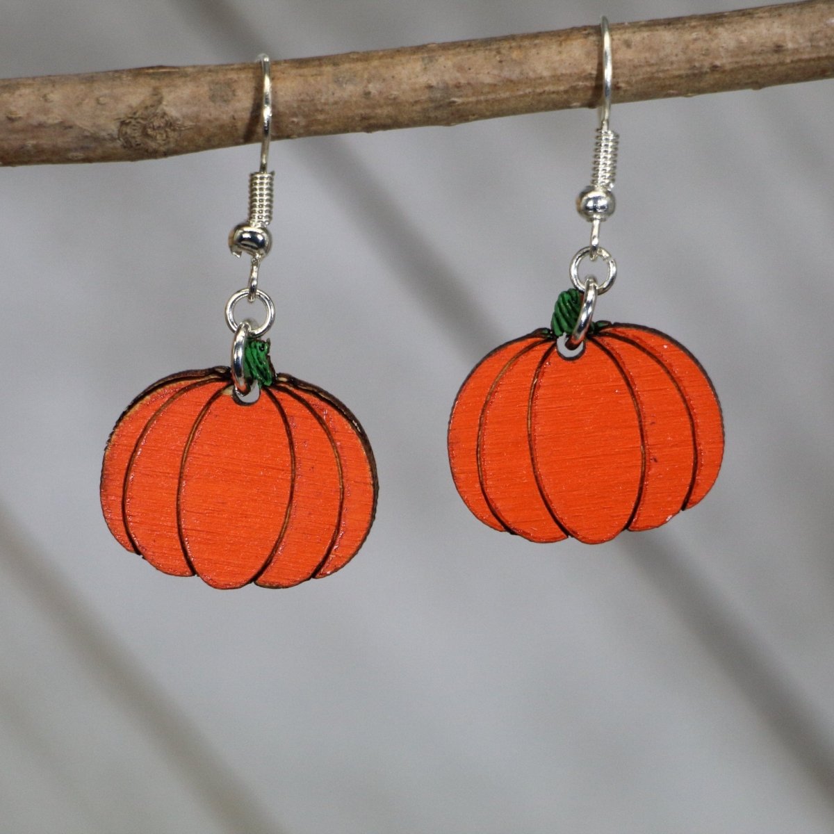 Pumpkin Wooden Dangle Earrings | Fall Autumn Jewelry by Cate's Concepts, LLC, handmade jewelry main product photo
