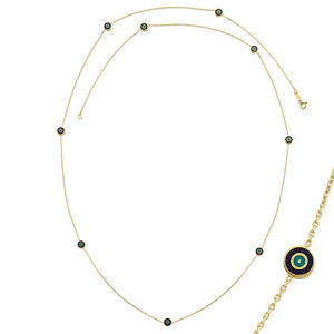 Delilah Evil Eye Station Necklace - 24" Long | Navy | Gold Vermeil by Ke Bella, additional product image 3