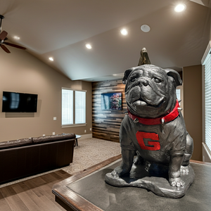 Pewter metal coating, Georgia Bulldogs Mascot Stone Sculpture for Garden, Yard, Home Decor and Porch.