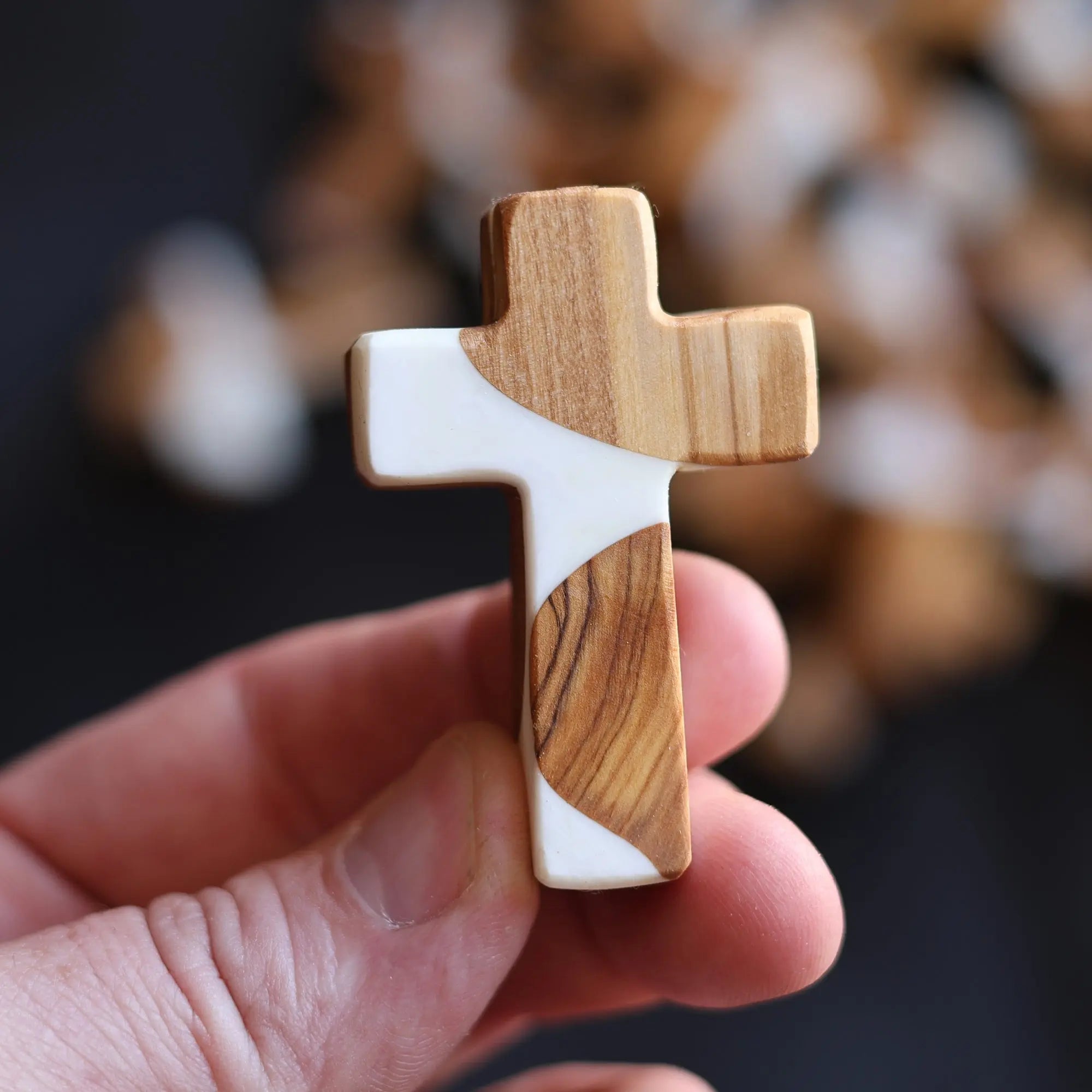 Reclaimed Olive & Resin Pocket Crosses by Dennehey Design Co., religious items main product photo