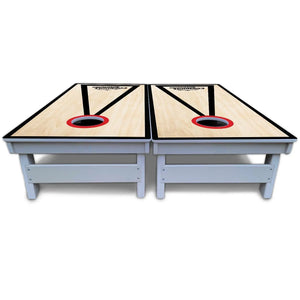 Red/Black Hole Ring Cornhole Boards - All Weather Series