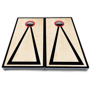 Red/Black Hole Ring Cornhole Boards - All Weather Series