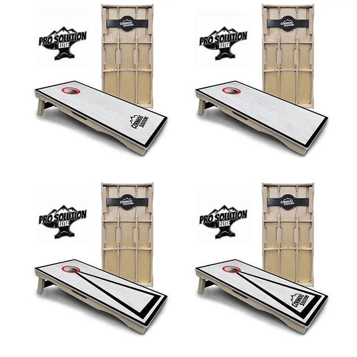 Red/Black Hole Ring Grey Wash Cornhole Boards - Pro Solution Elite Series Cornhole Solutions