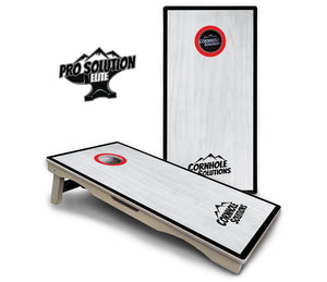 Red/Black Hole Ring Grey Wash Cornhole Boards - Pro Solution Elite Series Cornhole Solutions