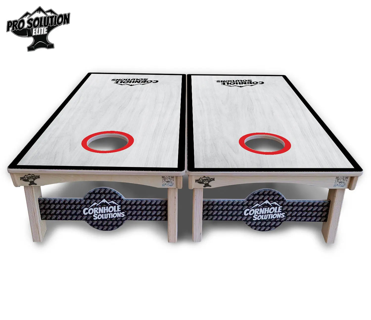 Red/Black Hole Ring Grey Wash Cornhole Boards - Pro Solution Elite Series Cornhole Solutions