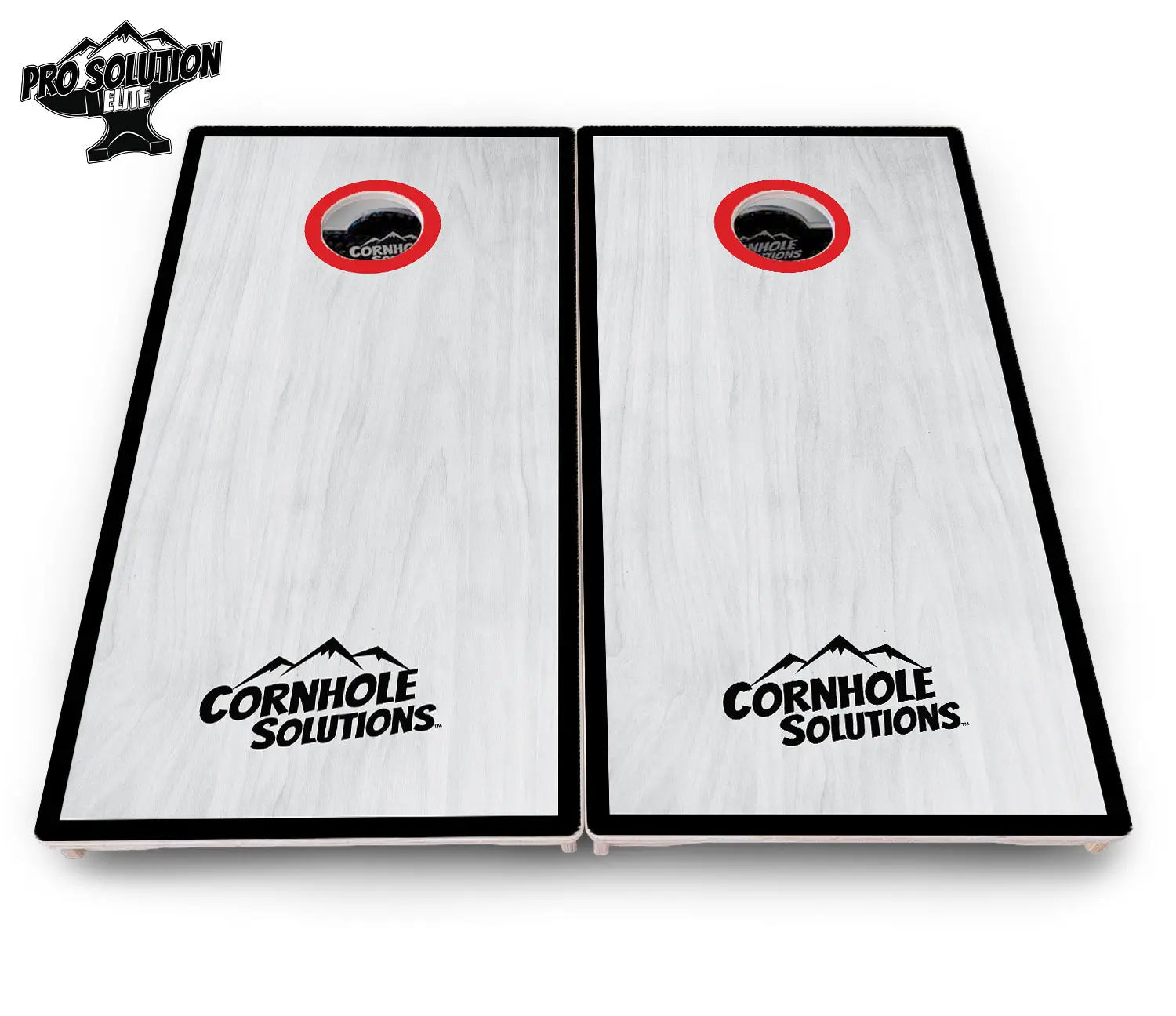 Red/Black Hole Ring Grey Wash Cornhole Boards - Pro Solution Elite Series Cornhole Solutions