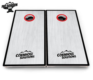 Red/Black Hole Ring Grey Wash Cornhole Boards - Pro Solution Elite Series Cornhole Solutions