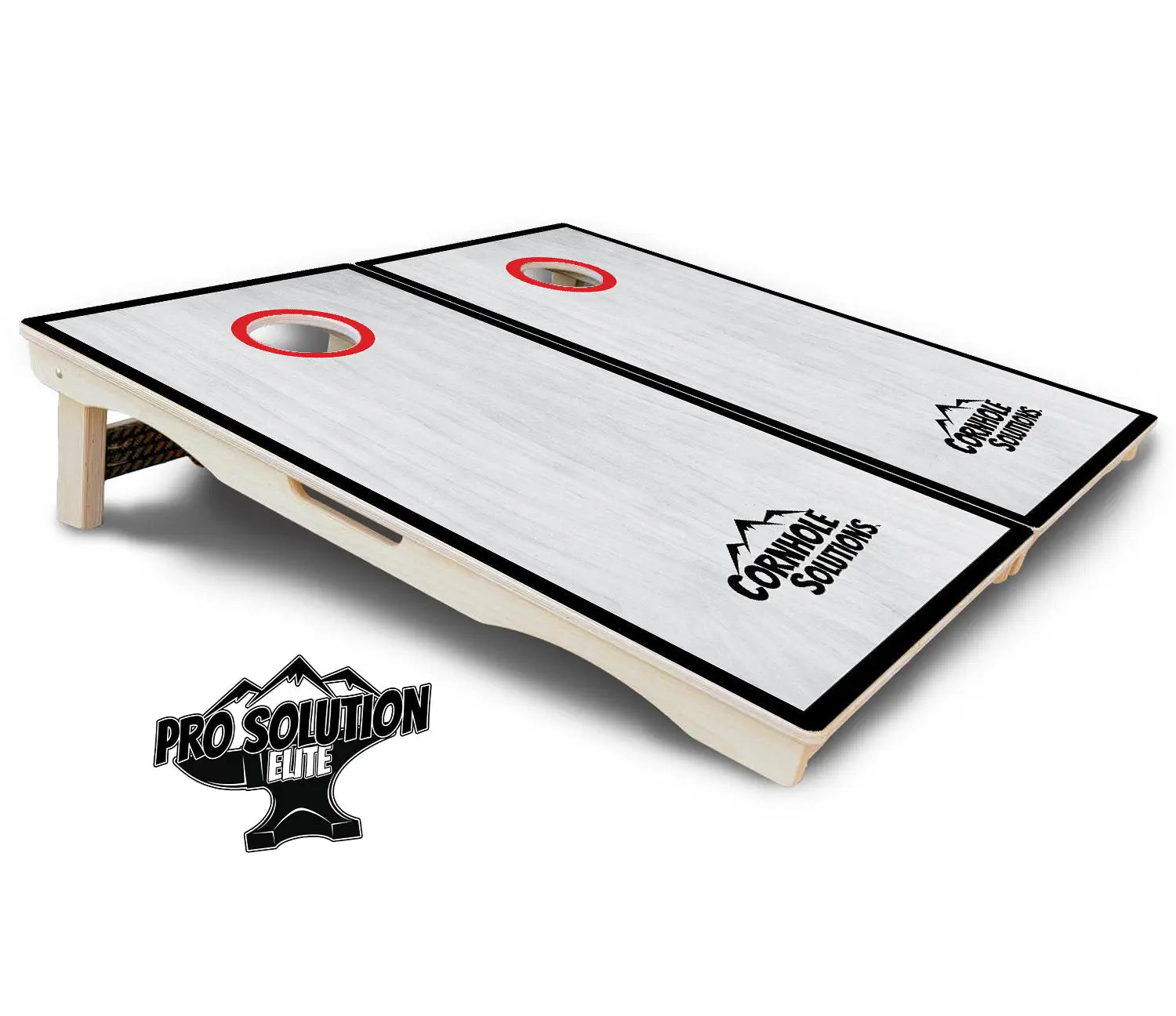 Red/Black Hole Ring Grey Wash Cornhole Boards - Pro Solution Elite Series Cornhole Solutions