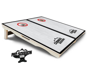 Red/Black Hole Ring Grey Wash Cornhole Boards - Pro Solution Elite Series Cornhole Solutions