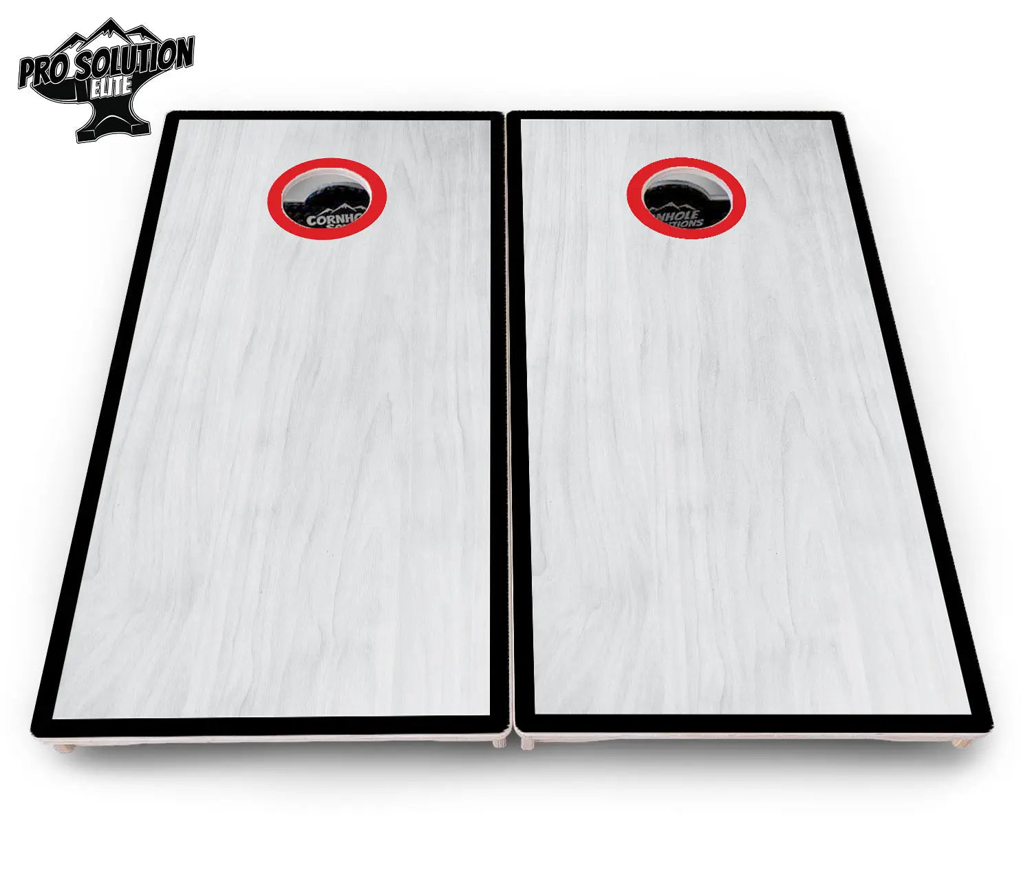 Red/Black Hole Ring Grey Wash Cornhole Boards - Pro Solution Elite Series Cornhole Solutions