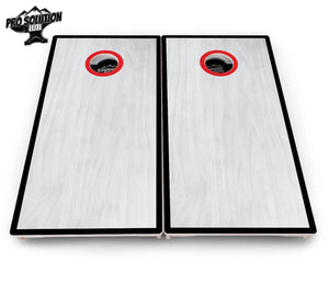 Red/Black Hole Ring Grey Wash Cornhole Boards - Pro Solution Elite Series Cornhole Solutions
