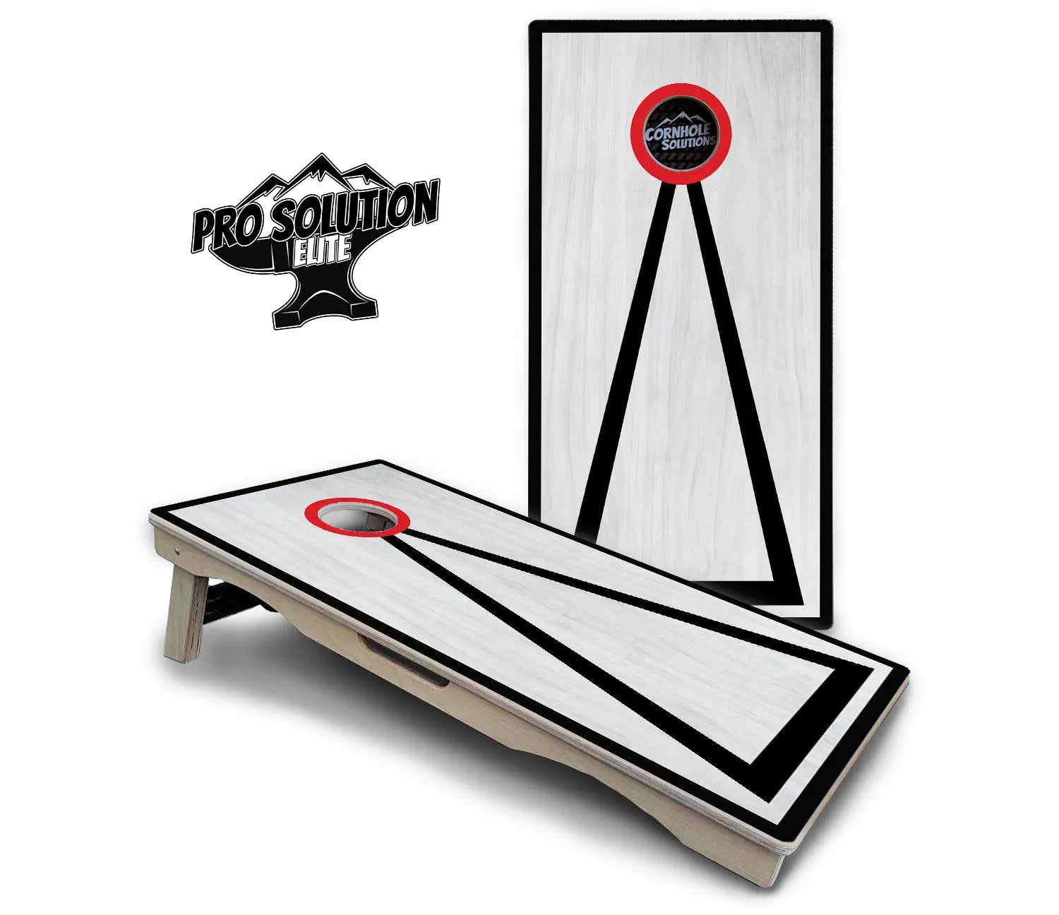 Red/Black Hole Ring Grey Wash Cornhole Boards - Pro Solution Elite Series Cornhole Solutions