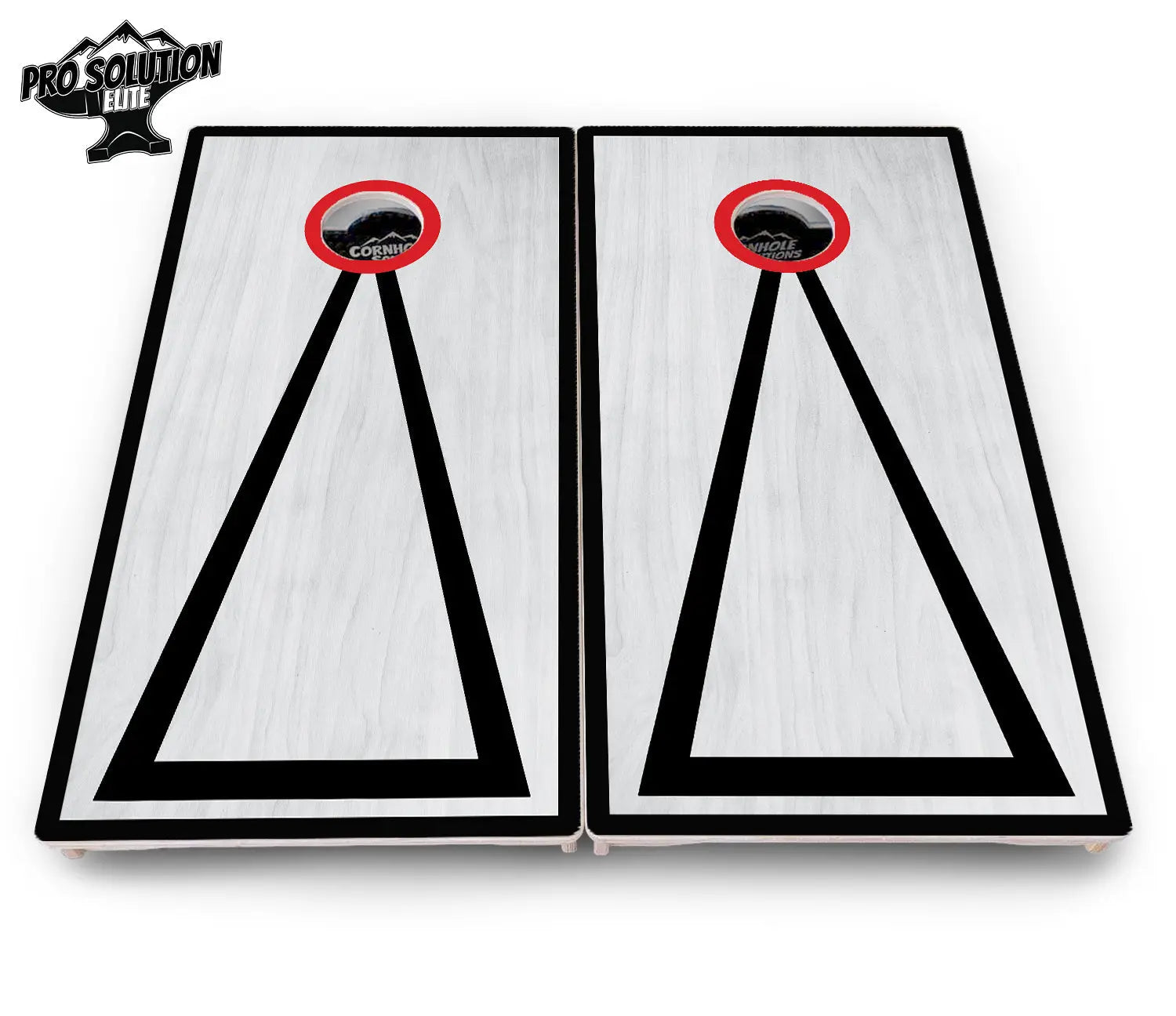 Red/Black Hole Ring Grey Wash Cornhole Boards - Pro Solution Elite Series Cornhole Solutions