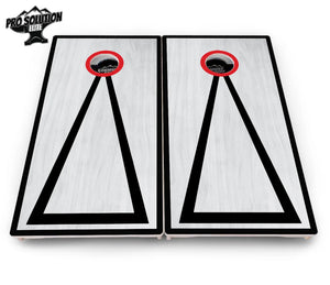 Red/Black Hole Ring Grey Wash Cornhole Boards - Pro Solution Elite Series Cornhole Solutions