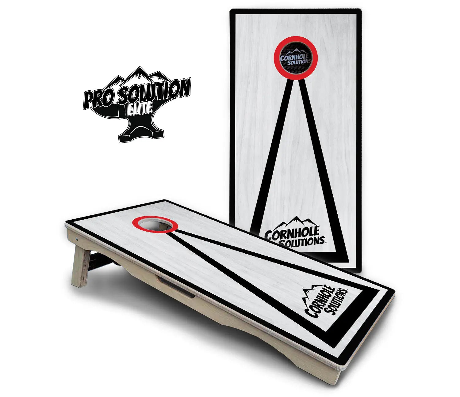 Red/Black Hole Ring Grey Wash Cornhole Boards - Pro Solution Elite Series Cornhole Solutions