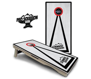 Red/Black Hole Ring Grey Wash Cornhole Boards - Pro Solution Elite Series Cornhole Solutions
