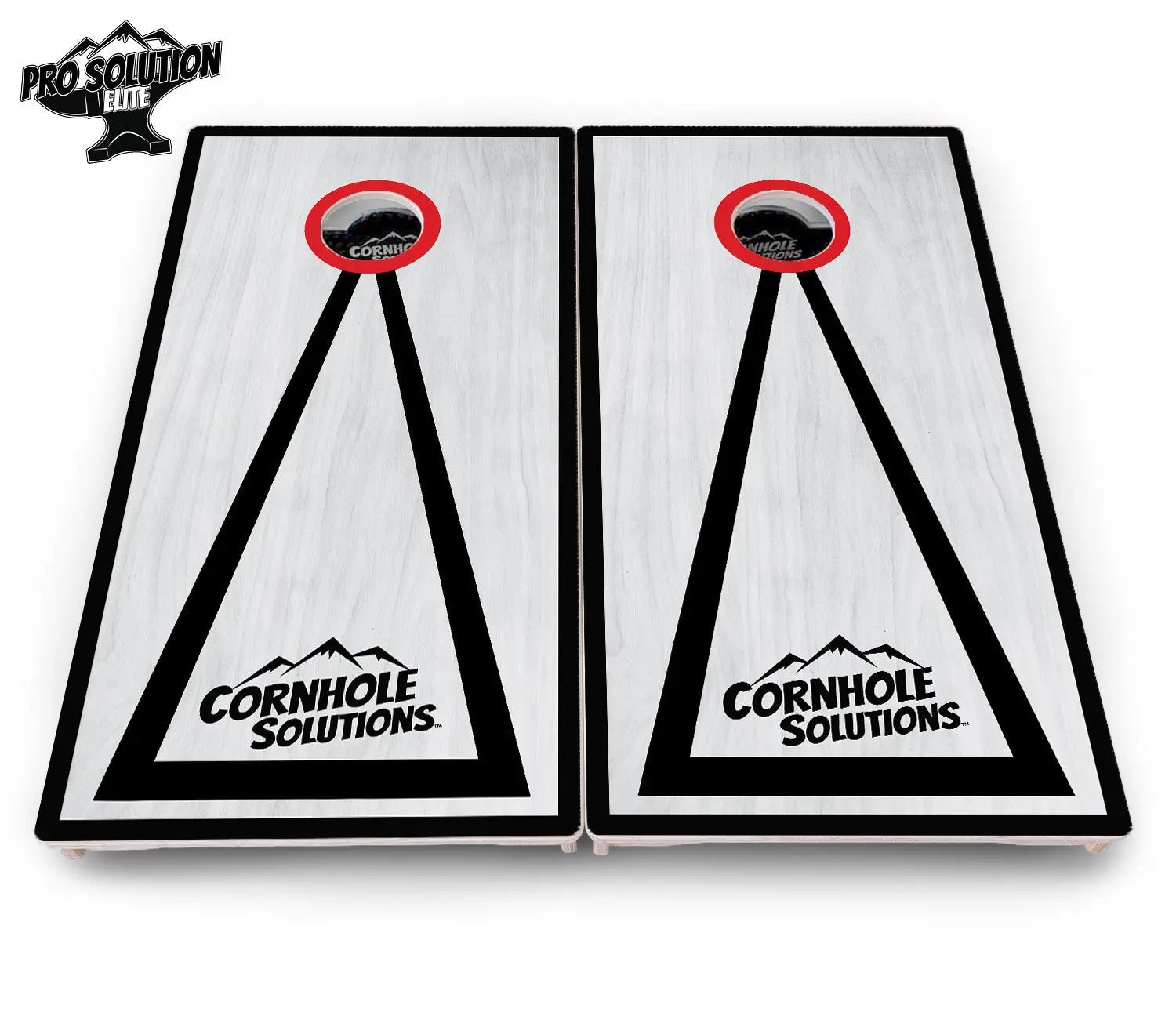 Red/Black Hole Ring Grey Wash Cornhole Boards - Pro Solution Elite Series Cornhole Solutions