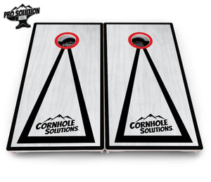 Red/Black Hole Ring Grey Wash Cornhole Boards - Pro Solution Elite Series Cornhole Solutions