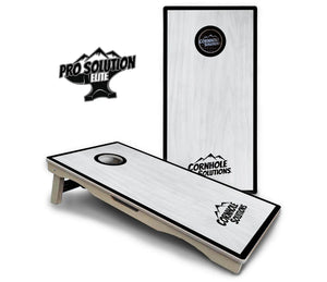 Red/Black Hole Ring Grey Wash Cornhole Boards - Pro Solution Elite Series Cornhole Solutions