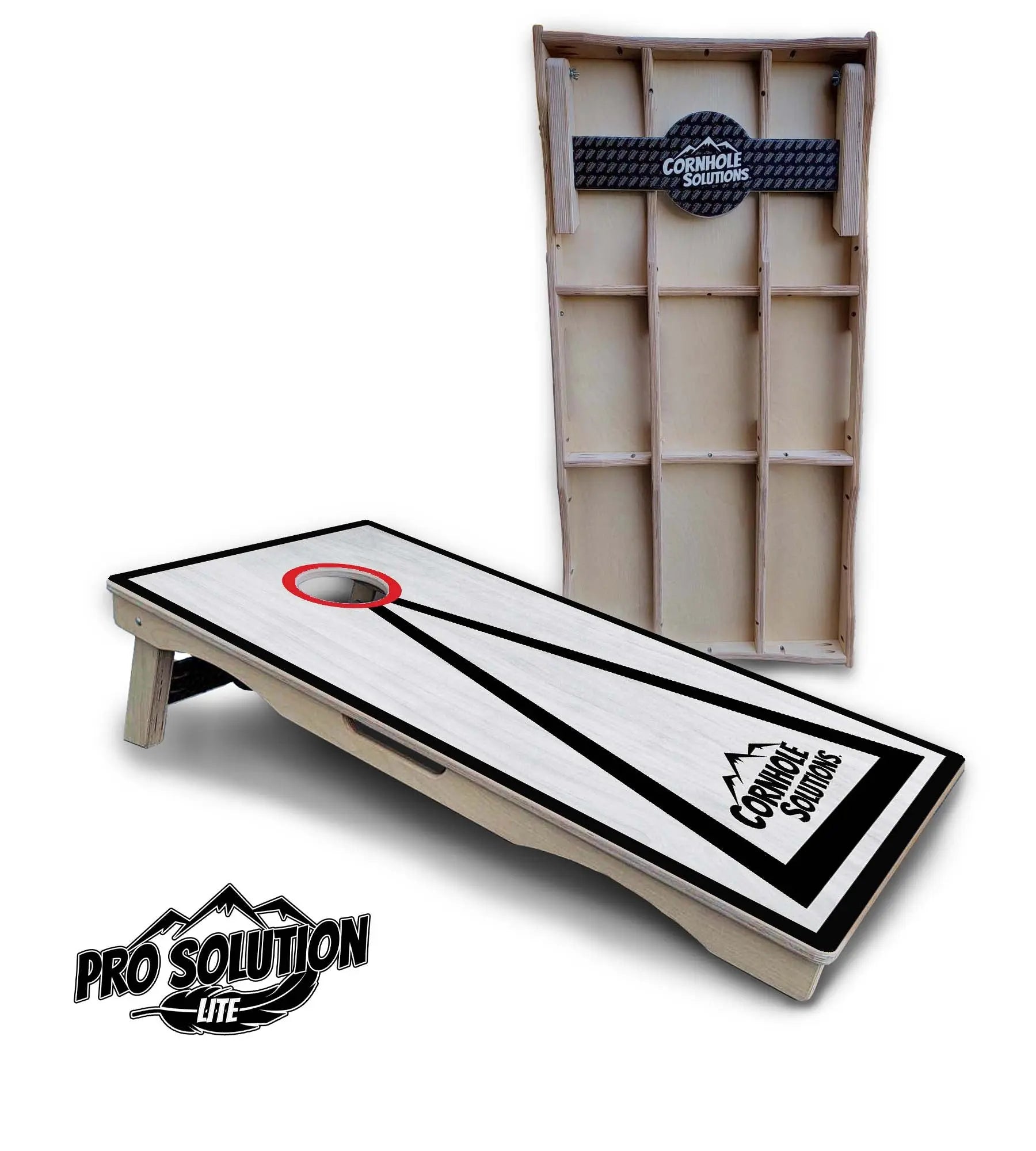Red/Black Hole Ring Grey Wash Cornhole Boards - Pro Solution Lite Series by Cornhole Solutions, handmade jewelry detail photo 2