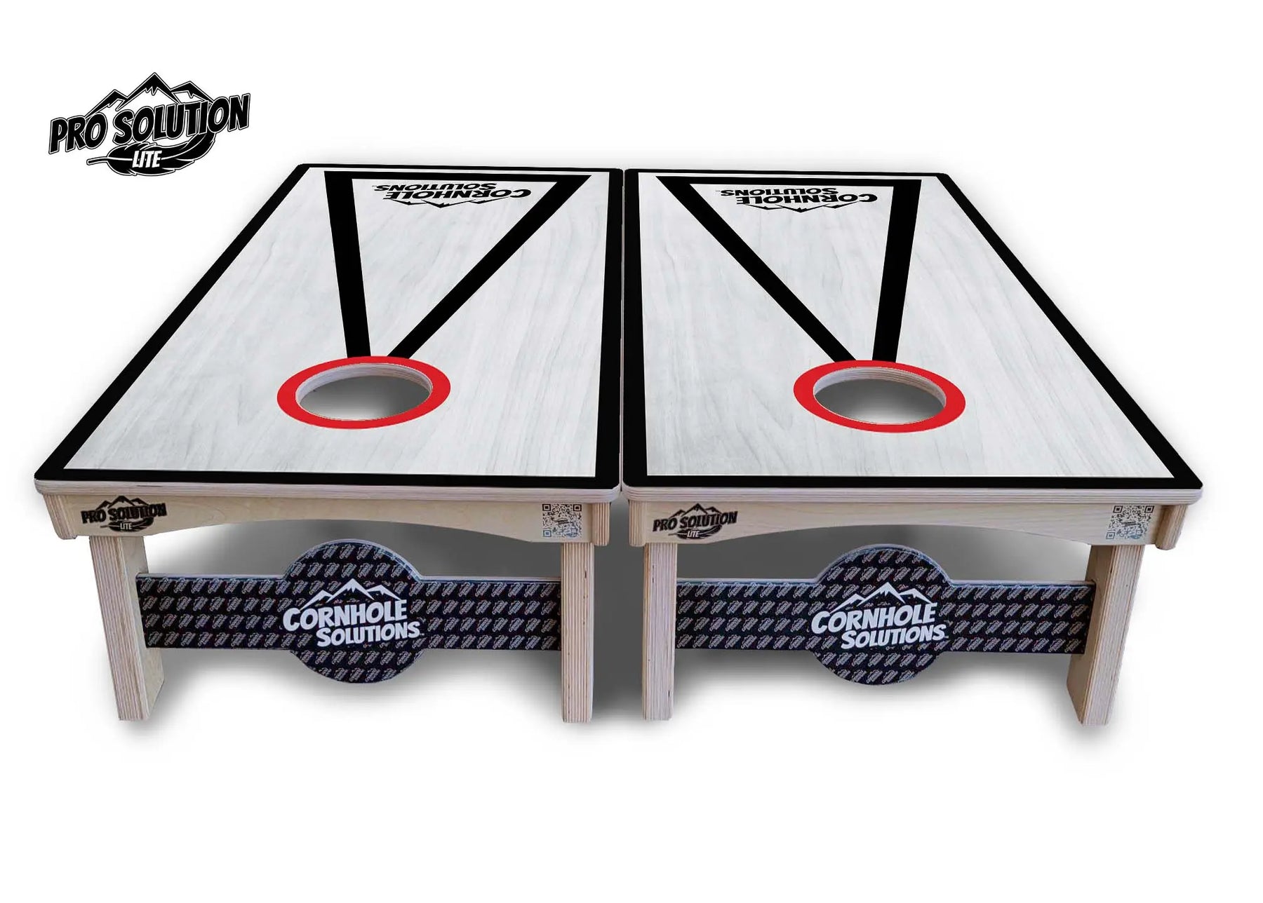 Red/Black Hole Ring Grey Wash Cornhole Boards - Pro Solution Lite Series by Cornhole Solutions, handmade jewelry detail photo 3
