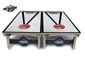 Red/Black Hole Ring Grey Wash Cornhole Boards - Pro Solution Lite Series by Cornhole Solutions, handmade jewelry detail photo 3