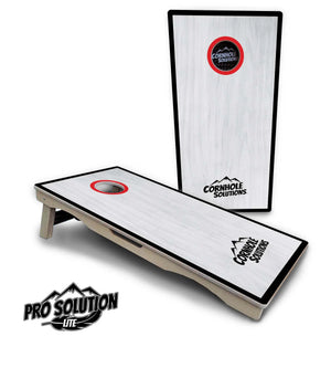 Red/Black Hole Ring Grey Wash Cornhole Boards - Pro Solution Lite Series by Cornhole Solutions, handmade jewelry detail photo 17