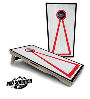Red/Black Hole Ring Grey Wash Cornhole Boards - Pro Solution Lite Series by Cornhole Solutions, handmade jewelry detail photo 24
