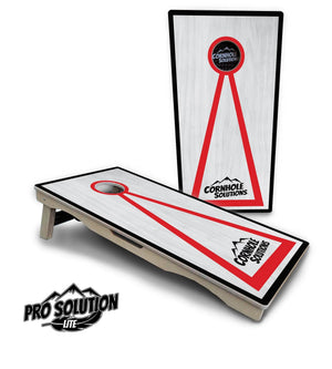 Red/Black Hole Ring Grey Wash Cornhole Boards - Pro Solution Lite Series by Cornhole Solutions, handmade jewelry detail photo 28