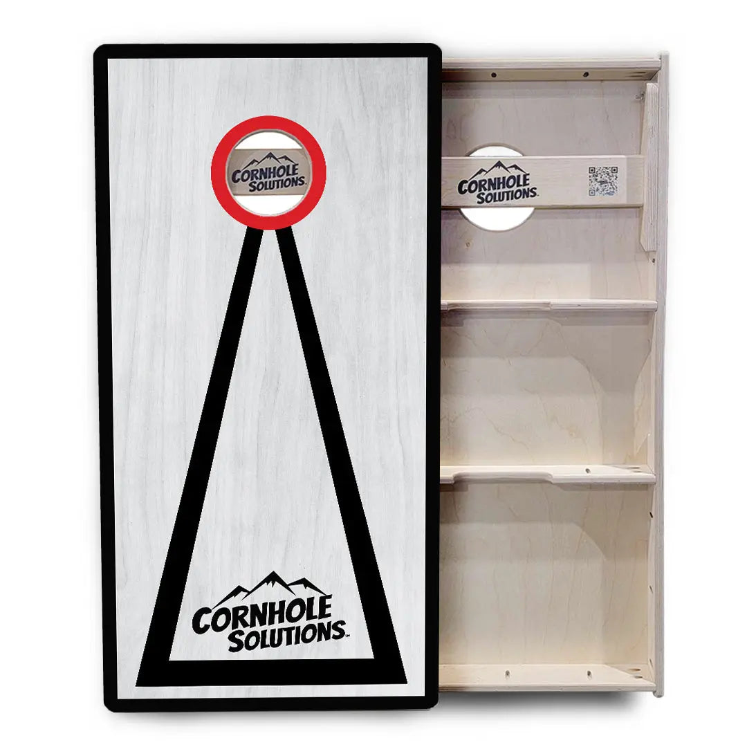 Red/Black Hole Ring Grey Wash Cornhole Boards - Professional Tournament Series by Cornhole Solutions, handmade jewelry detail photo 5