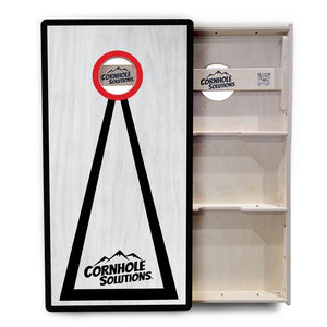 Red/Black Hole Ring Grey Wash Cornhole Boards - Professional Tournament Series by Cornhole Solutions, handmade jewelry detail photo 5