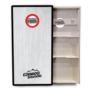 Red/Black Hole Ring Grey Wash Cornhole Boards - Professional Tournament Series by Cornhole Solutions, handmade jewelry detail photo 12
