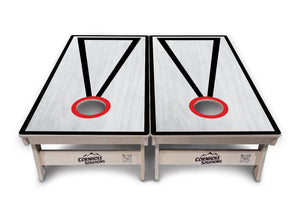 Red/Black Hole Ring Grey Wash Cornhole Boards - Professional Tournament Series by Cornhole Solutions, handmade jewelry detail photo 17