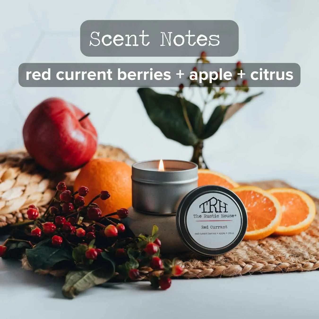 Red Currant Travel Tin by The Rustic House, scented candle detail photo 2