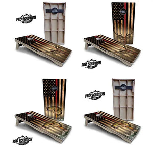 Red Line Deer & Fish Flag Cornhole Boards - Pro Solution Elite Series Cornhole Solutions
