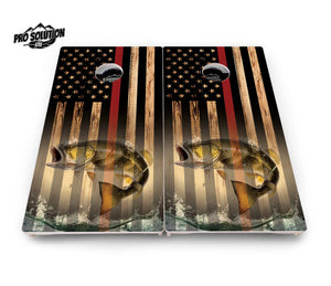 Red Line Deer & Fish Flag Cornhole Boards - Pro Solution Elite Series Cornhole Solutions
