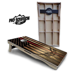Red Line Deer & Fish Flag Cornhole Boards - Pro Solution Elite Series Cornhole Solutions