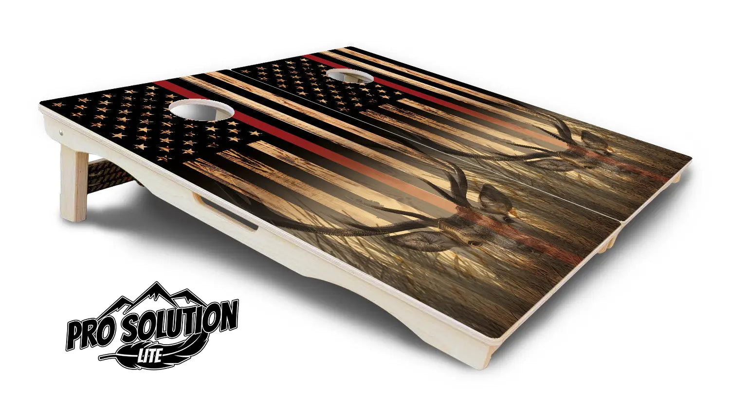 Red Line Deer & Fish Flag Cornhole Boards - Pro Solution Elite Series Cornhole Solutions