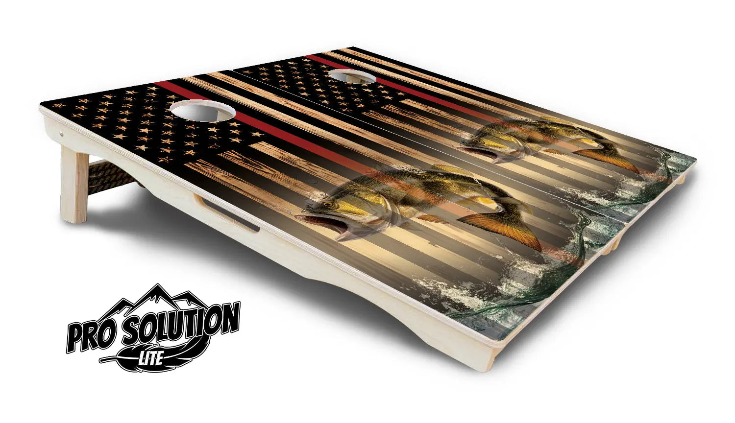 Red Line Deer & Fish Flag Cornhole Boards - Pro Solution Elite Series Cornhole Solutions
