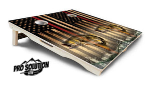 Red Line Deer & Fish Flag Cornhole Boards - Pro Solution Elite Series Cornhole Solutions