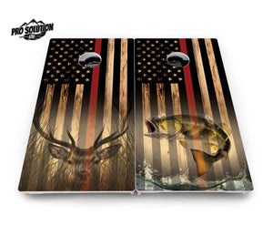 Red Line Deer & Fish Flag Cornhole Boards - Pro Solution Lite Series Cornhole Solutions