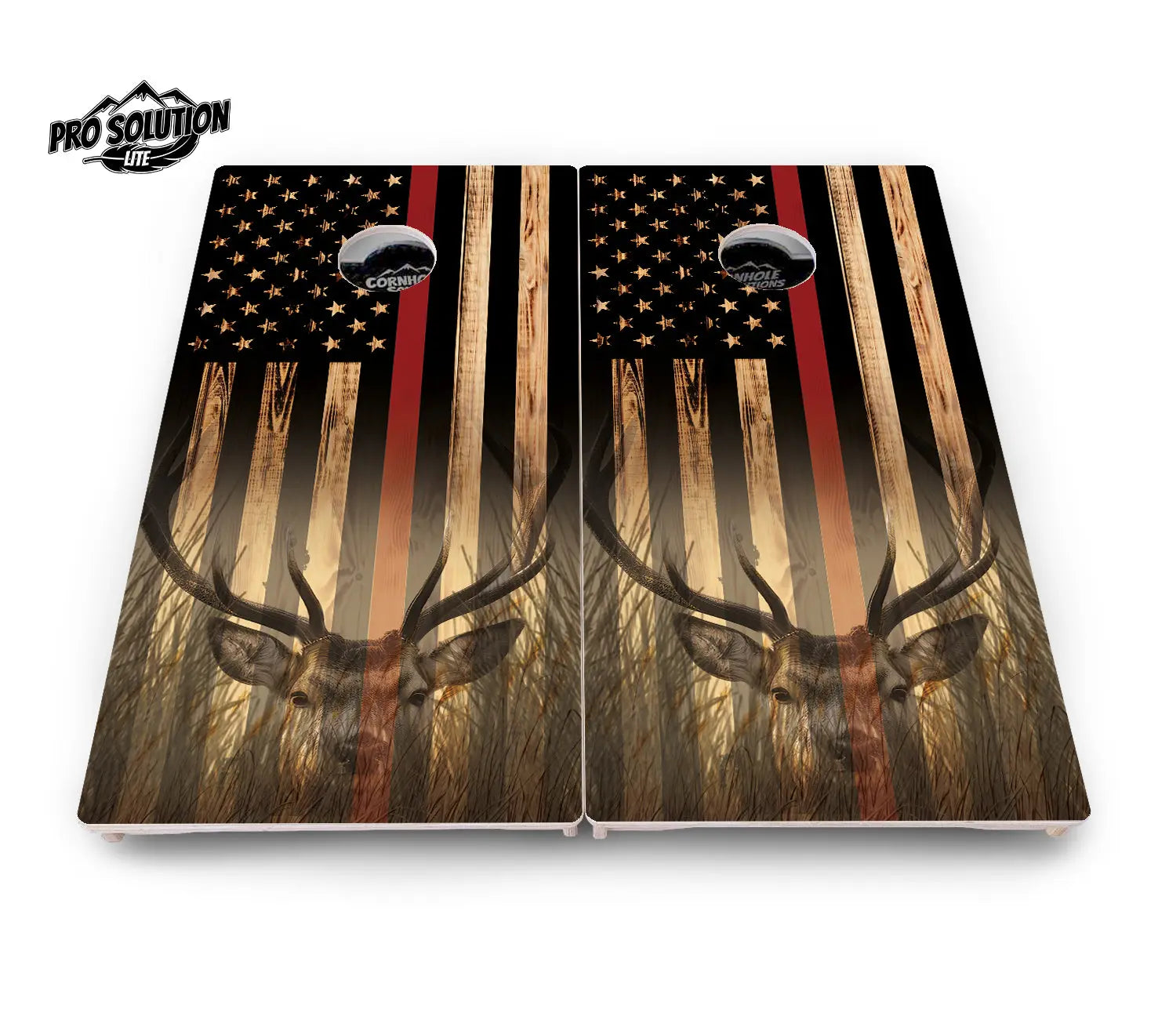 Red Line Deer & Fish Flag Cornhole Boards - Pro Solution Lite Series Cornhole Solutions