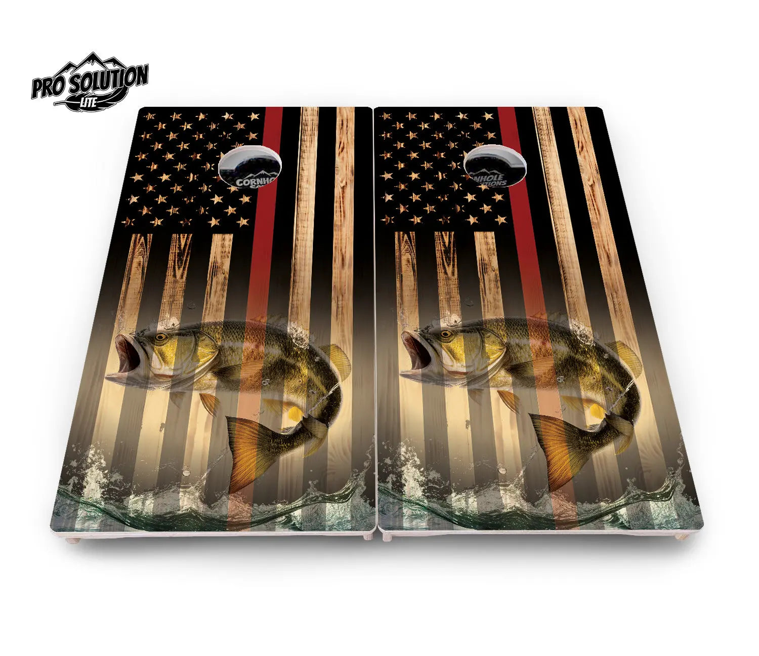 Red Line Deer & Fish Flag Cornhole Boards - Pro Solution Lite Series Cornhole Solutions